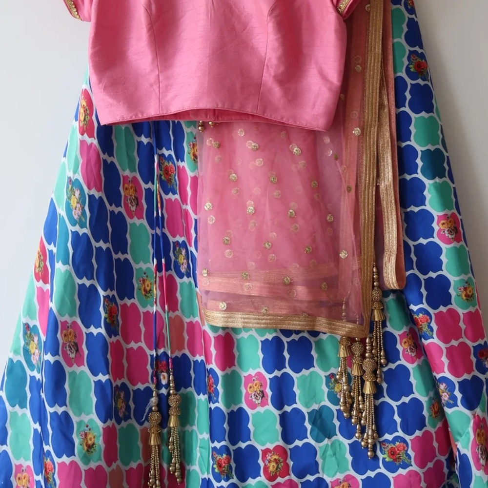 Designers Originals Pink and Blue Floral Maxi Skirt